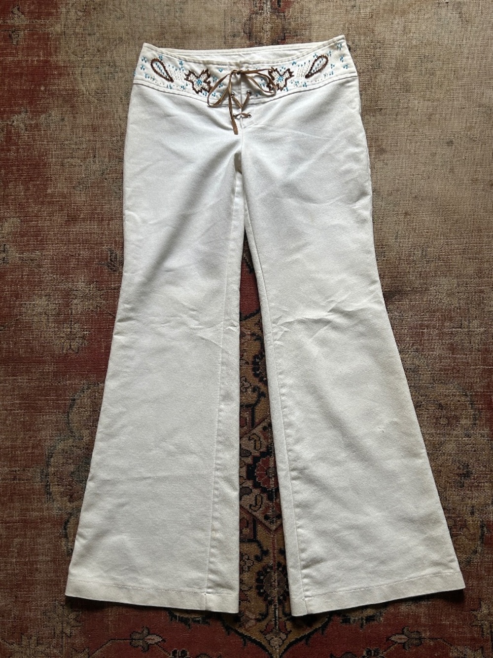 Vintage Y2K White Beaded Trousers